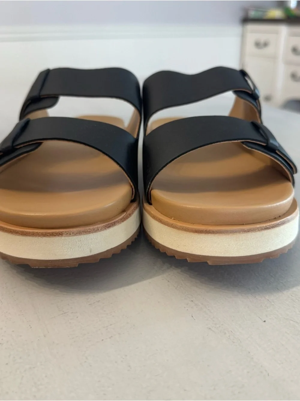 Nisolo Ella Go-To Flatform Slide Women’s Black Leather Sandals Sz 9.5 NIB